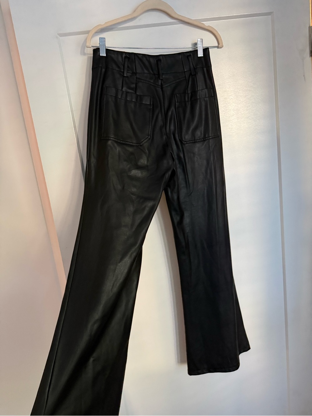 Anthropologie Maeve Junie Black Faux Leather Wide-Leg Pants